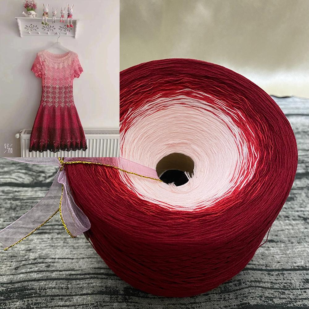 300g Pure Cotton Cake Thread Gradient Long Section Dyed No. 8 Lace Thread for DIY Hand-knitted Shawl Short-sleeved Skirt Blanket