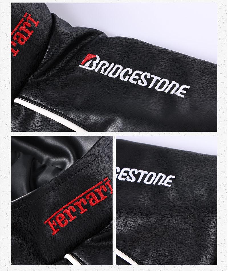 Motocyklová bunda z PU kože s fleecovou podšívkou a americkou výšivkou