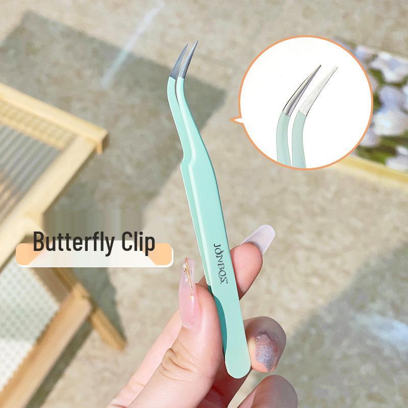 Jiaobosi Gold Feather False Eyelash Tweezers - Beginner Makeup Tool for Eyelash Grafting and Expert Application