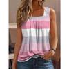 Canotta a righe senza maniche con scollo quadrato, stile estivo nuovo, taglio ampio e casual, capo superiore per donna