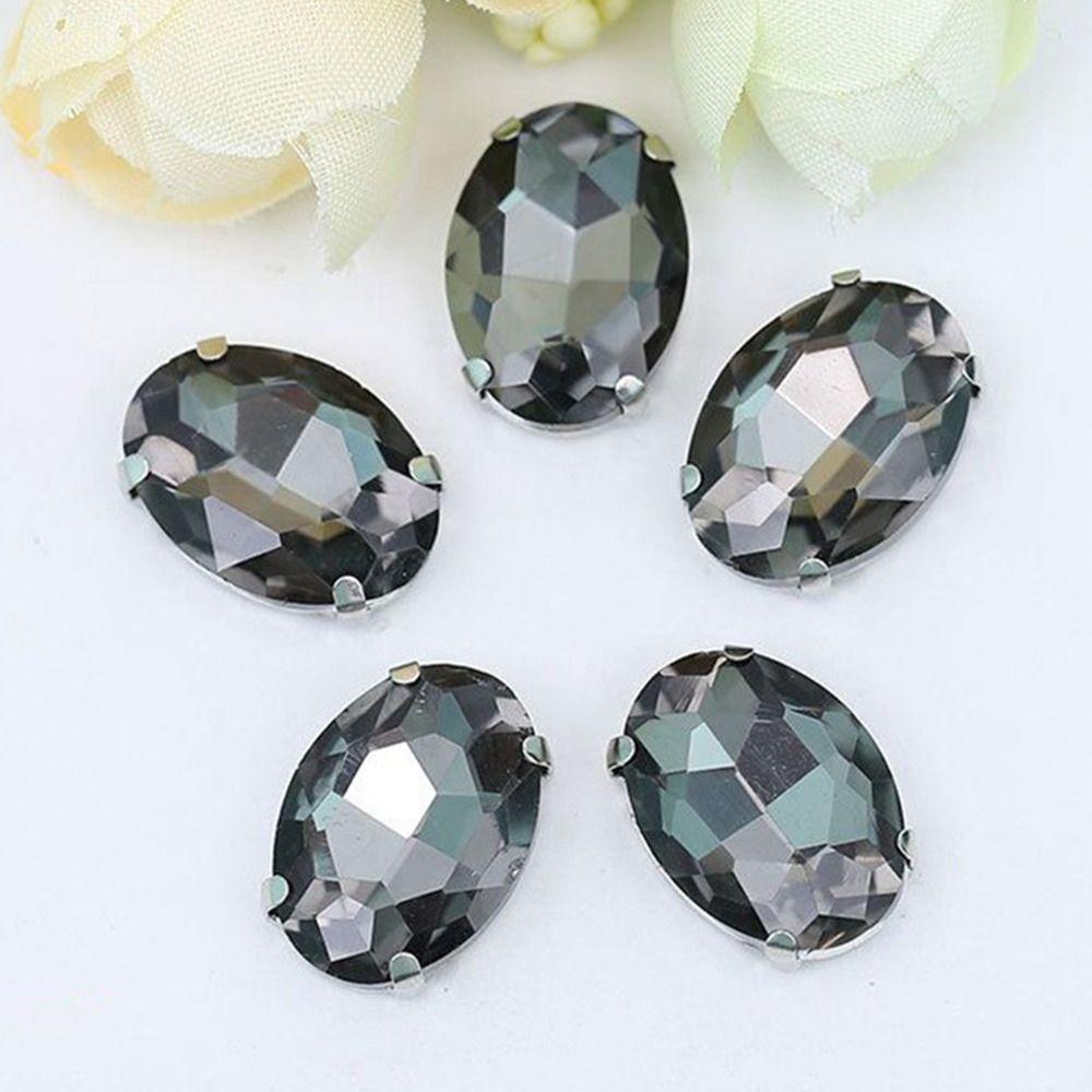 50Pcs/Pack With Silver Claw Glitter Sewing Rhinestones Sew On Diamond Beads Ornament  For Needlework