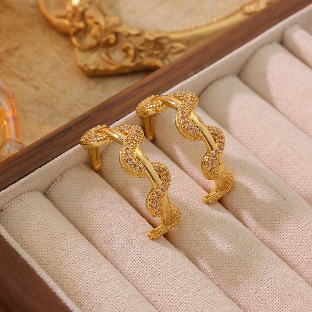 New Fashion Light Luxury Zirconium Inlaid Snake Shaped Earrings With Personalized Creativity Cool Style Small