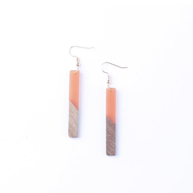 Bară din rășină din lemn, cercei cu picătură atârnă pentru femei, picături lungi din lemn, bijuterii pentru femei, cadou pentru fete