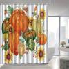 Halloween Pumpkin Harvest Shower Curtain, Fog-Proof, Vibrant Pumpkin & Sunflower Design, Machine Washable, Hooks Included