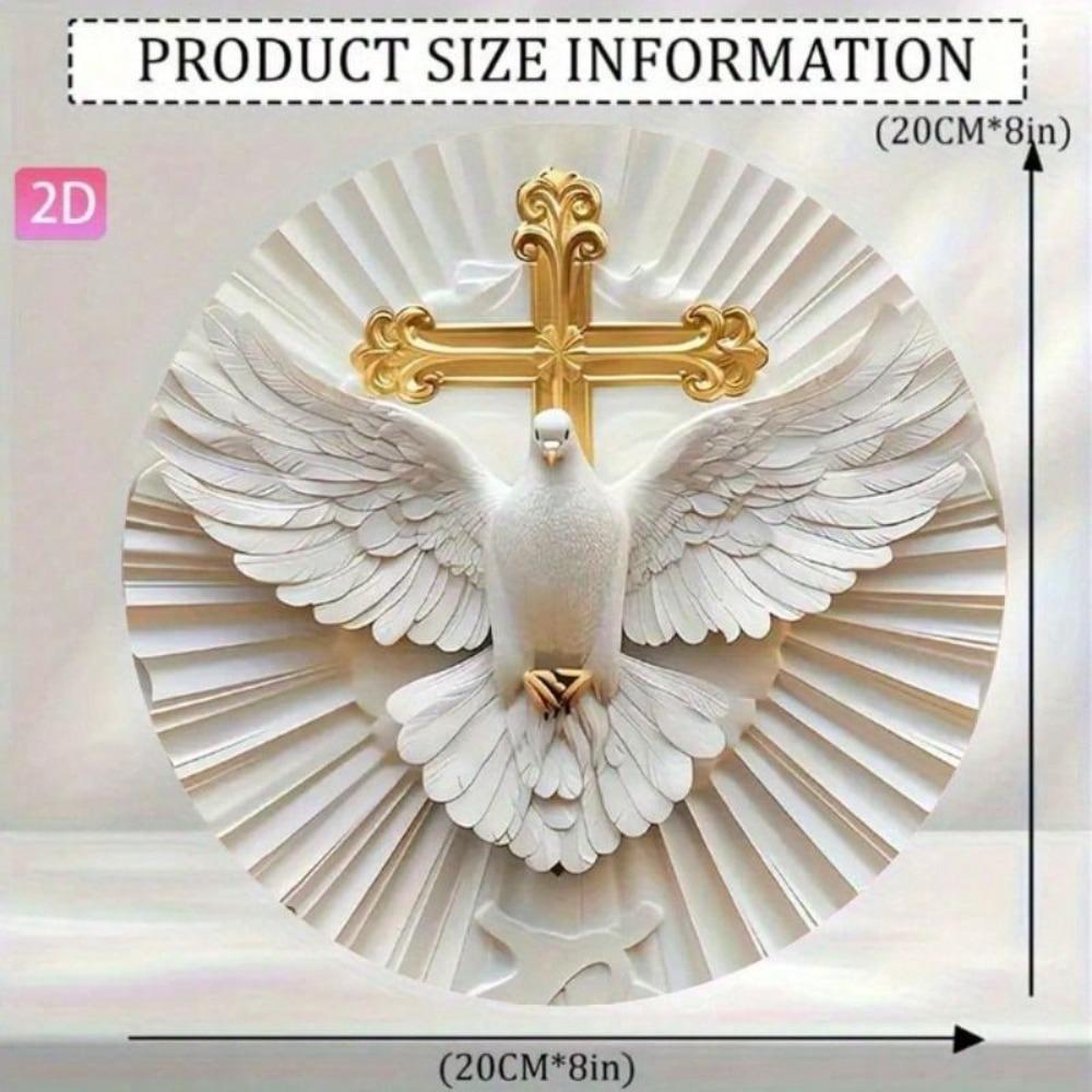 Metal Wall Sign Dove Cross Garden Kitchen Bar Garage Decor