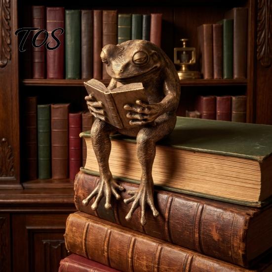 Literarischer Stil Raumdekoration Lese-Frosch Figur, Buchstützen für Bücherregal Dekoration, Harz Ornament Exquisites Geburtstagsgeschenk Freunde Zuhause Büro Arbeitszimmer