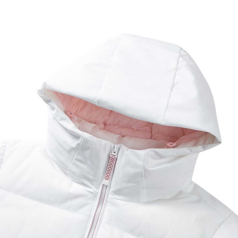 Skechers Windproof Warm Water-Repellent Solid Color Zipper Hooded Down Jacket Women outerwear Bright-White L423W127-0019