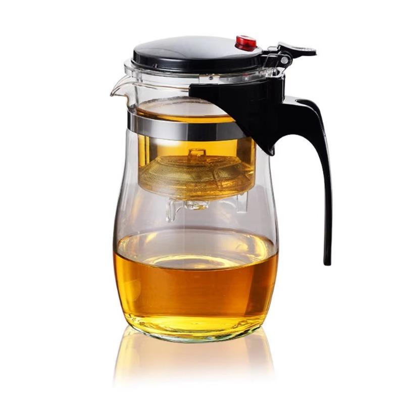 Glass Teapot with Removable Infuser One-touch Filter for Infusion Ideal for Brewing Loose Leaf Tea At Home or In the Office