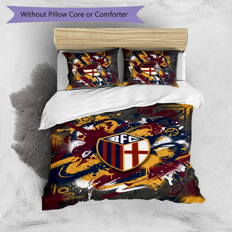 Bologna FC Printed 3PCS Bedding Set Breathable Duvet Cover with Pillowcases Decorative Bed Linen for Bedroom Home