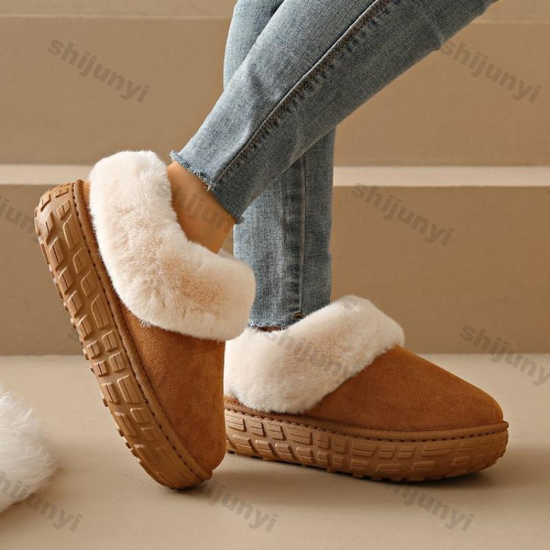 Fashion Large Size Women's Shoes 2025 Winter Thicken Fashion Slip on Comfortable Snow Boots Outdoor Non Slip Height Increase Short Boots