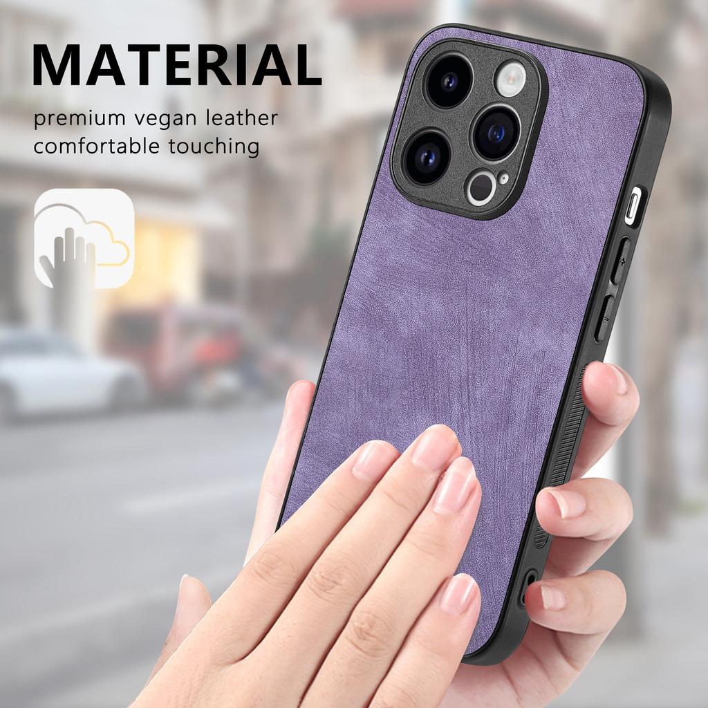 For iPhone 15 Pro Case Shockproof Slim Retro Leather Phone Back Cover