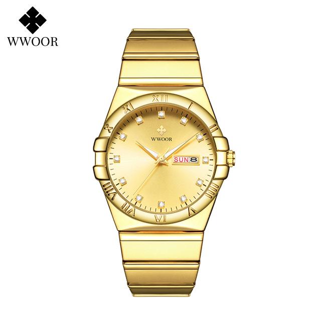 WWOOR Luxury Watches For Men Fashion Business Waterproof Stainless Steel Luminous Men's Quartz Wristwatches Male Reloj Hombre