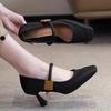 Women's Shoes 2024 Spring New Niche Outfit Skirt Square Toe Shallow Mouth Slim Heel Temperament High Heels Single Shoe