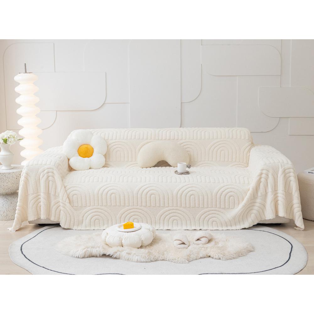 Anti-Scratching Plush Sofa Towel All-Inclusive Winter Thickened Sofa Cover Simple Modern Sofa Cover Cloth