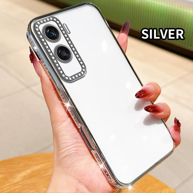 

Прозрачный силиконовый чехол с алмазным покрытием для Huawei Honor X9A X9B X50i X9C X60 Pro X8A X8B X7B X7C X8 5G, мягкая задняя крышка Honor X8 5G серебряный