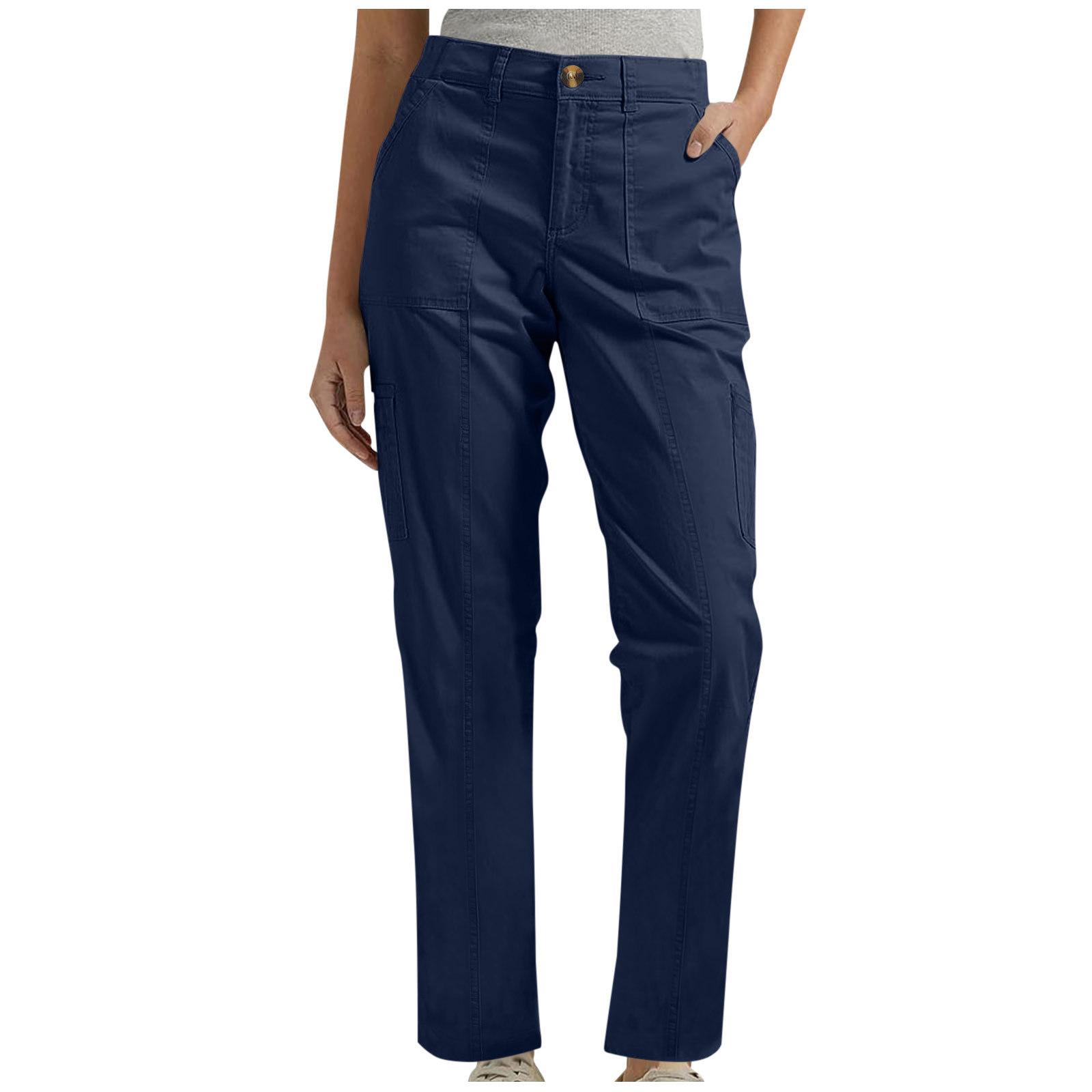 

Women’s Straight Leg Work Pants Durable Cotton Fabric Classic Fit with Multiple Utility Pockets Zipper Fly Design XXL