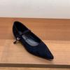 Fashion SUOJIALUN Women Flat Shoes Fashion Red Pointed Toe Ladies Elegant Mary Jane Shoes Low Wedge Heel Outdoor Dress Ballerinas Shoes