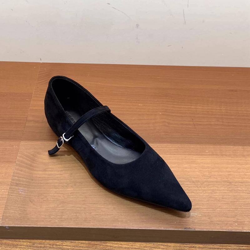 Fashion SUOJIALUN Women Flat Shoes Fashion Red Pointed Toe Ladies Elegant Mary Jane Shoes Low Wedge Heel Outdoor Dress Ballerinas Shoes