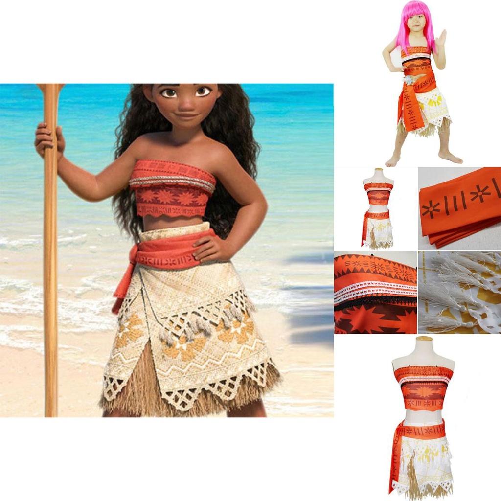 Betoverend Moana prinsessenkostuum voor kinderen en volwassenen met mouwloos ontwerp
