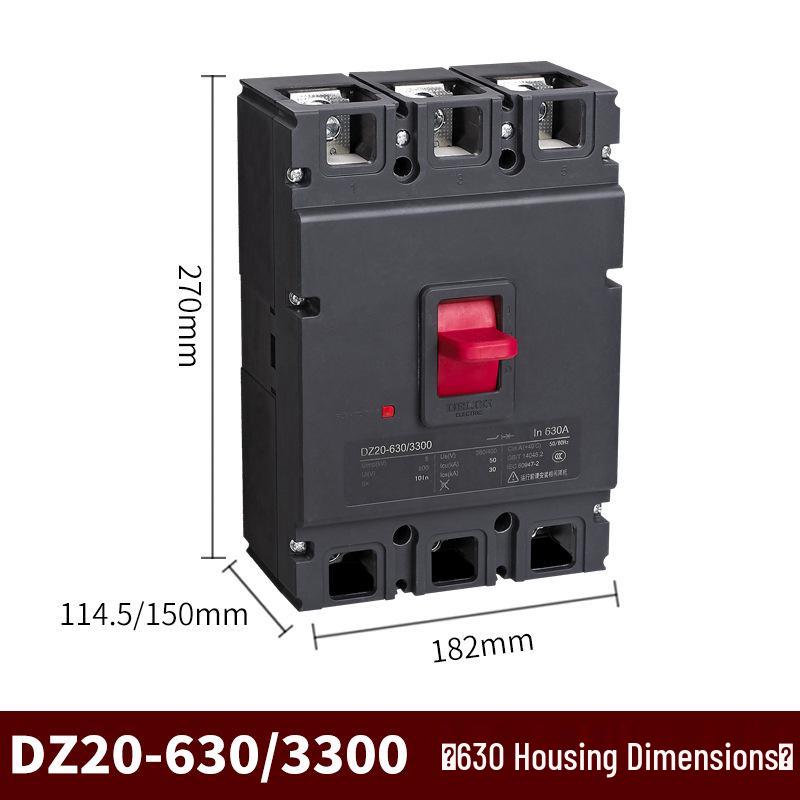 3P Plastic Case Circuit Breaker DZ20Y-630/3300, Three-Phase 380V, 630A Air Switch.
