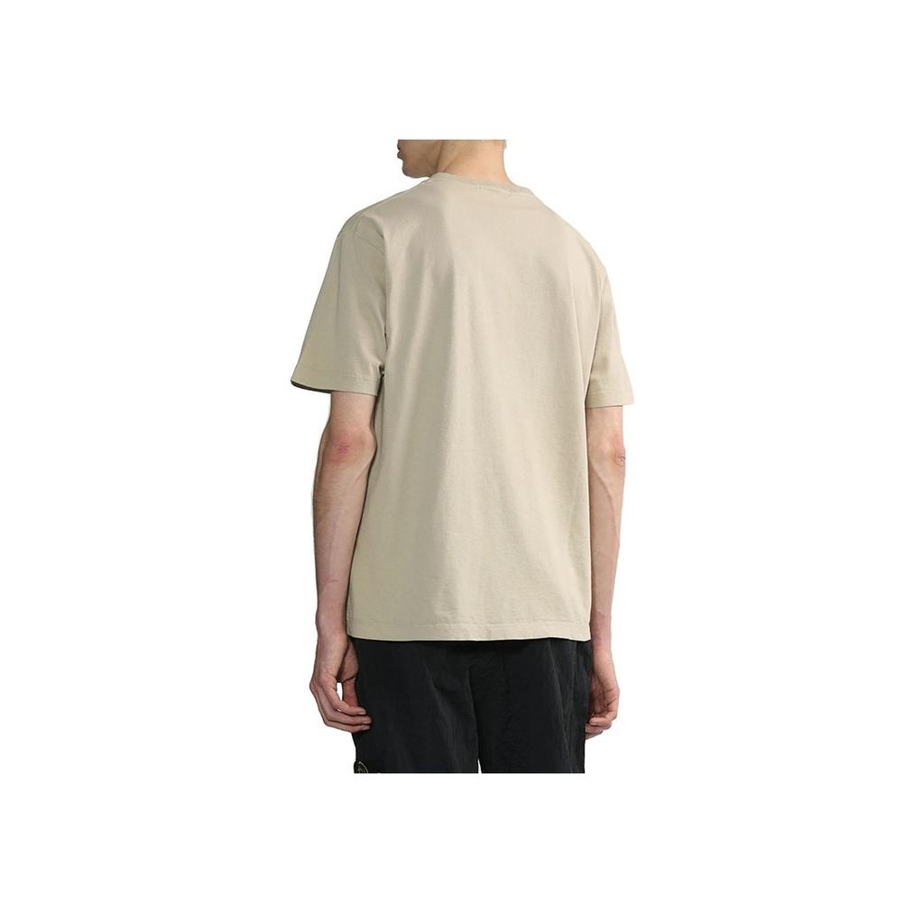 Stone Island Logo Embroidered Round Neck Short Sleeve T-Shirt Men T-Shirts Light-Gray 781521579-V0092