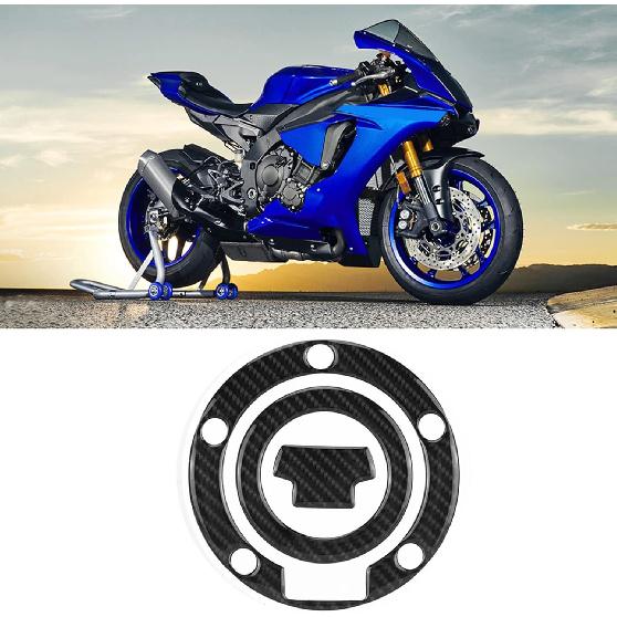 Carbon Fiber Motorcycle Gas Tank Cap Pad Cover Sticker Decals Black Motorcycle Gas Cap Replacement for YZF R1 R6 FZ1 FZ6 FZ1000 FJR1300