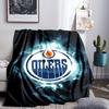 Edmonton Oilers Emblem Throws Blanket Flannel Blankets Plush for Couch Bed Gifts for Men Women Travel Picnic Blanket Christmas Fan Gifts