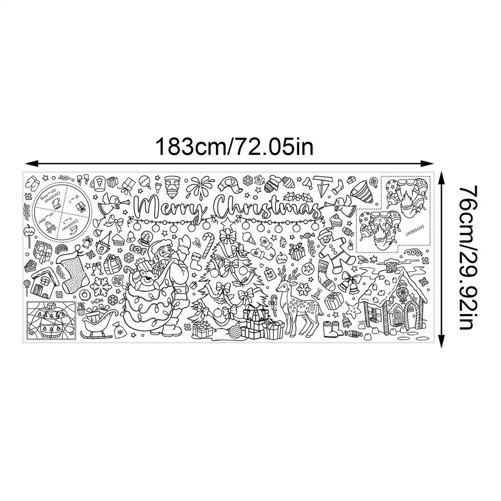 Xmas Giant Coloring PosterBlank Doodle Art Banner Tablecloth Christmas Crafts For Kids Large Paper Coloring Banner Gifts