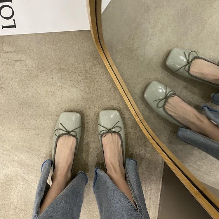 2025 New Spring and Autumn Season New Low-Heeled Shoes for Women, Gentle Fairy Low-Heeled Shoes with Floral Bow