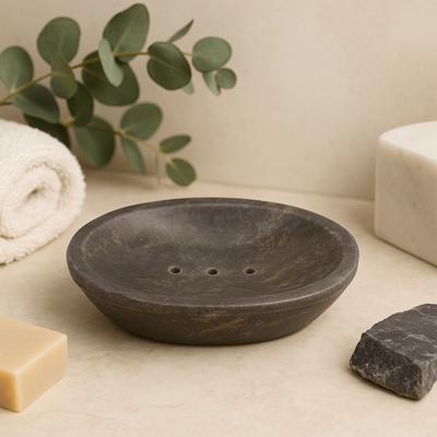 Marble Soap Dish Oval Grey