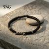 Handmade Alloy Rope Bracelet Braided for Men Women, Adjustable String Minimalist Boho Jewelry Gift Bracelet, Romantic Woven Wristband Couples
