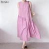 Women Casual Round Neck Summer Loose Sleeveless Dress