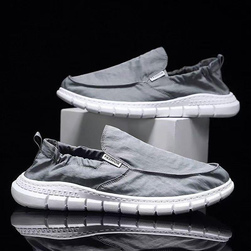 Tênis Masculino de Lona Slip-On Respirável - Tênis Casuais Confortáveis de Malha de Seda de Gelo para Primavera e Outono