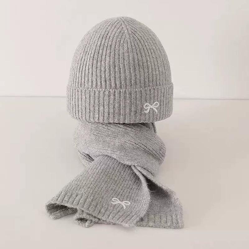 Σετ 2 Τεμαχίων Κορεάτικα Παιδικά Καπέλα και Κασκόλ Χειμερινά 1-8 Ετών Παιδικά Κομψό Κόμπο Κορδέλα Αγόρι Κορίτσι Νήπιο Αντιανεμικό Πλεκτό Μάλλινο Καπέλο Κασκόλ