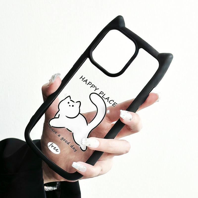 Zhitai Creative Cat Ear Case for iPhone 14/15 Pro Max/13/12 - Cartoon Design