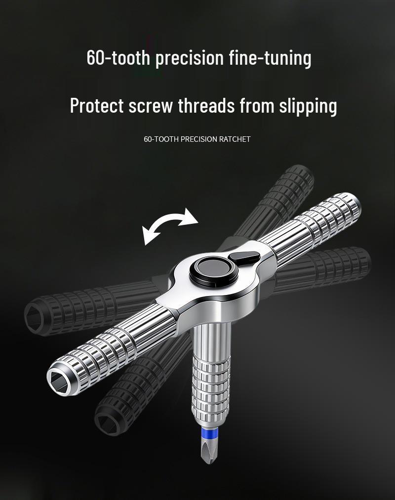Ratchet Screwdriver Set with Chrome Vanadium Steel Bits for Mobile Phone Repair and Household Use