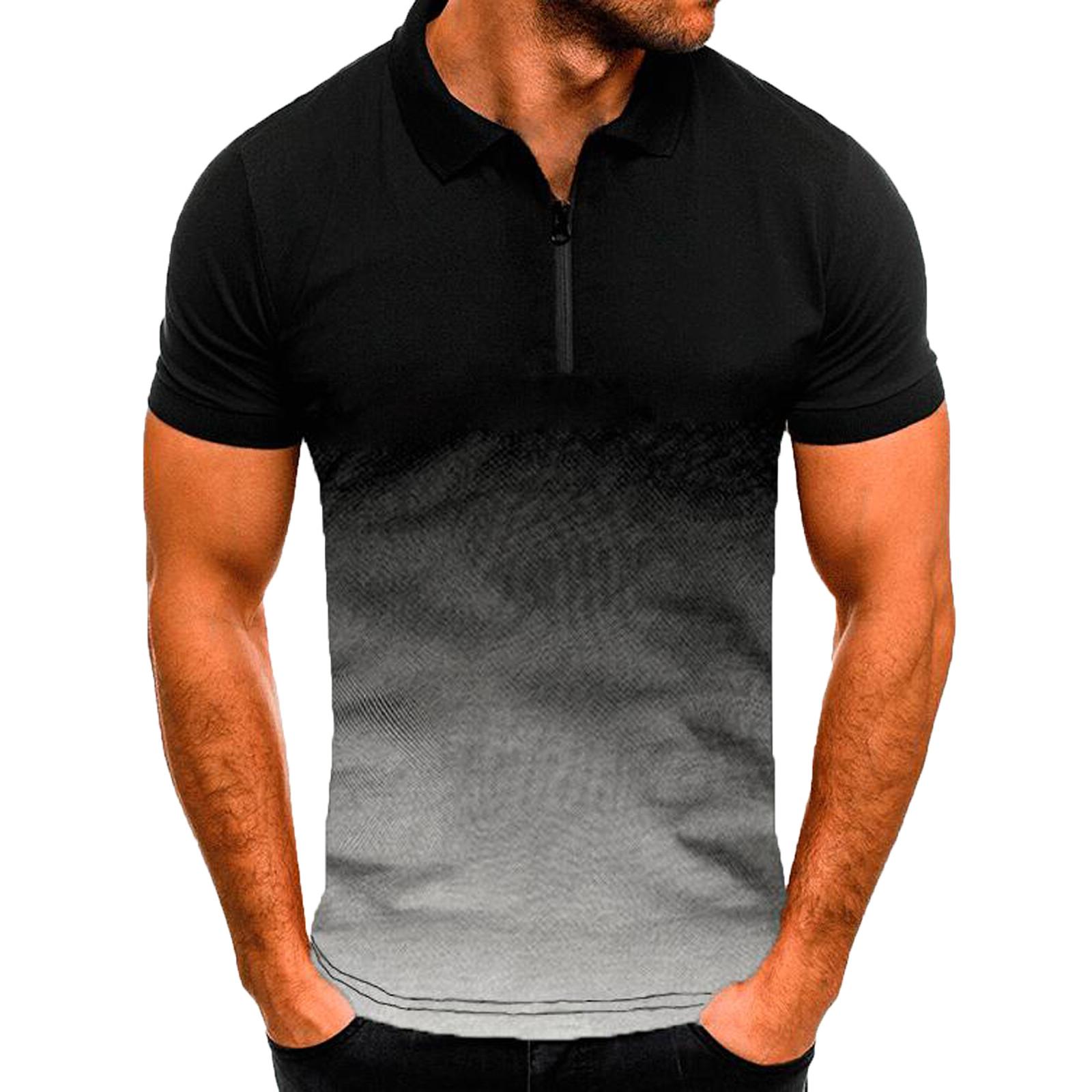 

Men’s Short Sleeve Casual Slim Fit Shirts Contrast Color Patchwork T-Shirts XXXL