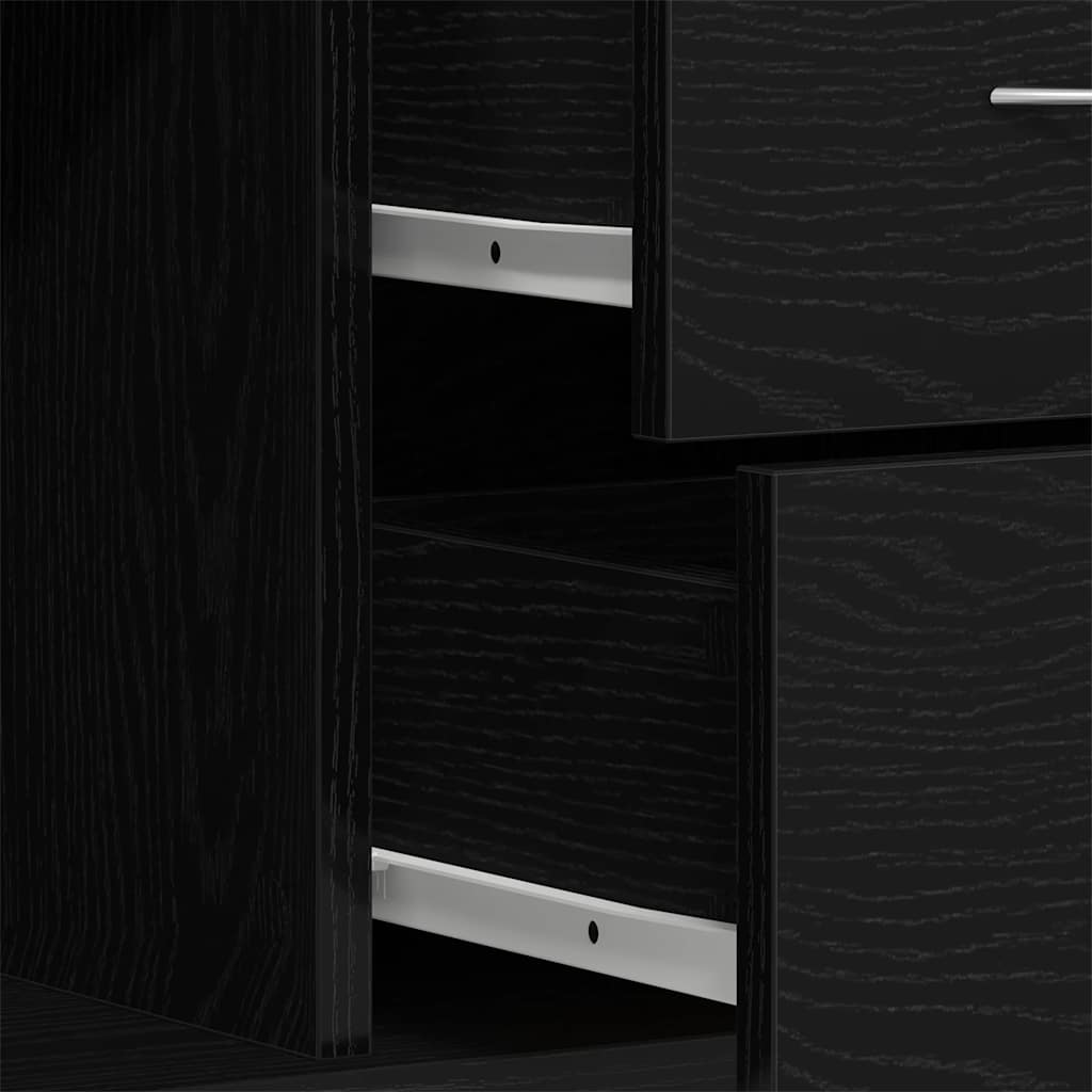 Sideboard in Black Oak Finish 88 x 30 x 64 cm Engineered Wood