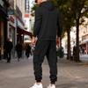 Lässiger Sportanzug für Herren: Kapuzen-Sweatshirt mit Kordelzug, Knopfleiste und Farbblockdesign mit Jogger-Taschen