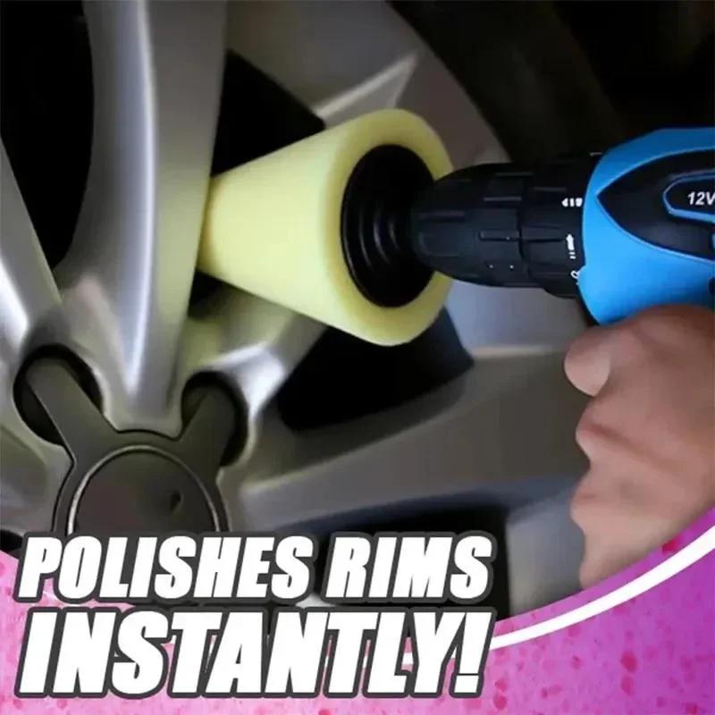 1PC Polishing Pads for Wheel Hub Cleaning, Cone Buffing and Polishing Wheel for Drill, Sponge Buffing Pads for Car Care