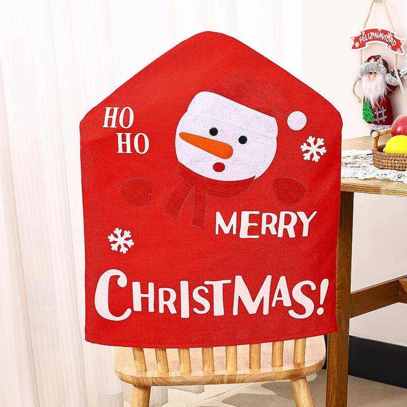 Christmas Decorations Cartoon Santa Claus Snowman Chair Cover Hoho Doll Chair Cover Dining Table Christmas Decoration