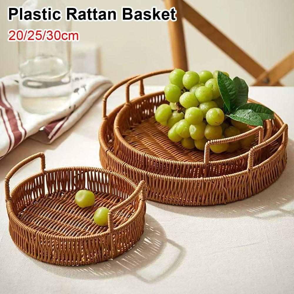 1Pcs Plastic Imitation Wicker Rattan Handwoven Rattan Basket