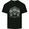 3 Ornate White Skulls Gothic Goth Mens Cotton T-Shirt Tee Top
