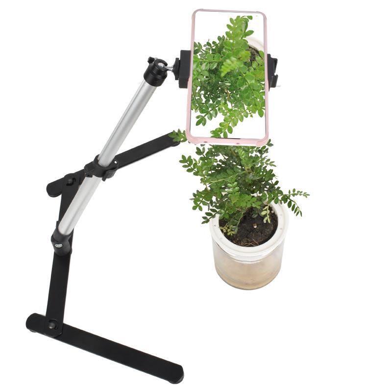 Multi-Angle Adjustable Aluminum Phone Stand for Overhead Shots and Live Streaming