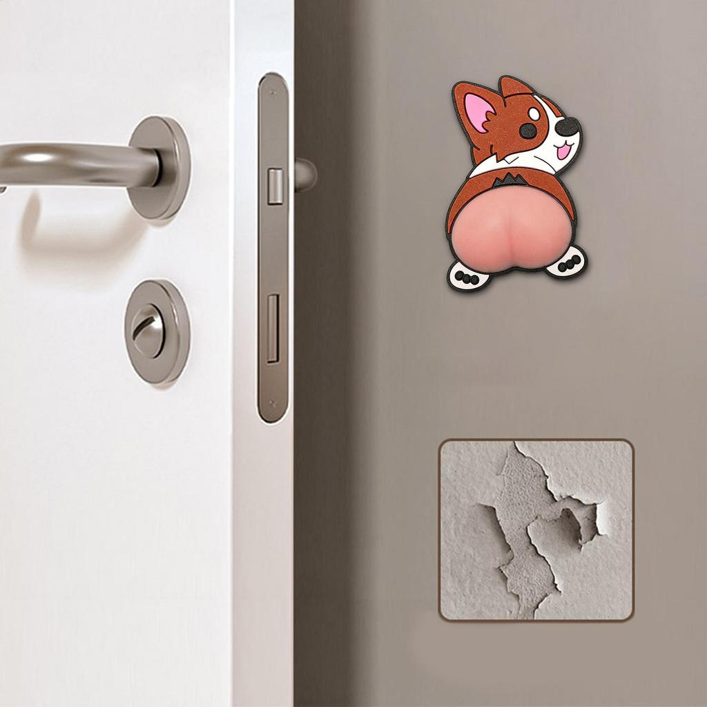 Door Handle Wall Protector 3D Self Adhesive Anti-collision Silicone Cute Dog Pad Door Wall Protector for Hitting Swinging Pinch