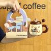 High-value Sausage Puppy Ceramic Cup with Lid Cute Mug Girls Office Coffee Milk Cup