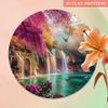 Spring Waterfall Metal Poster, Butterfly Flowers Wall Art for Living Room