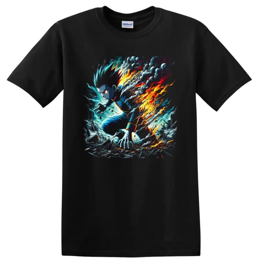 Killua Zoldyck Anime T Shirt Lightning Fire Action Graphic Fan Art Tee Gifts