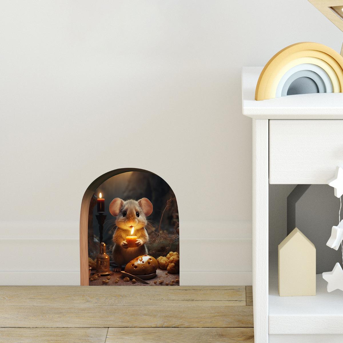 

3D Мышь Животное Наклейка с Животным Узором Креативная Наклейка для Украшения Стен Детской Комнаты