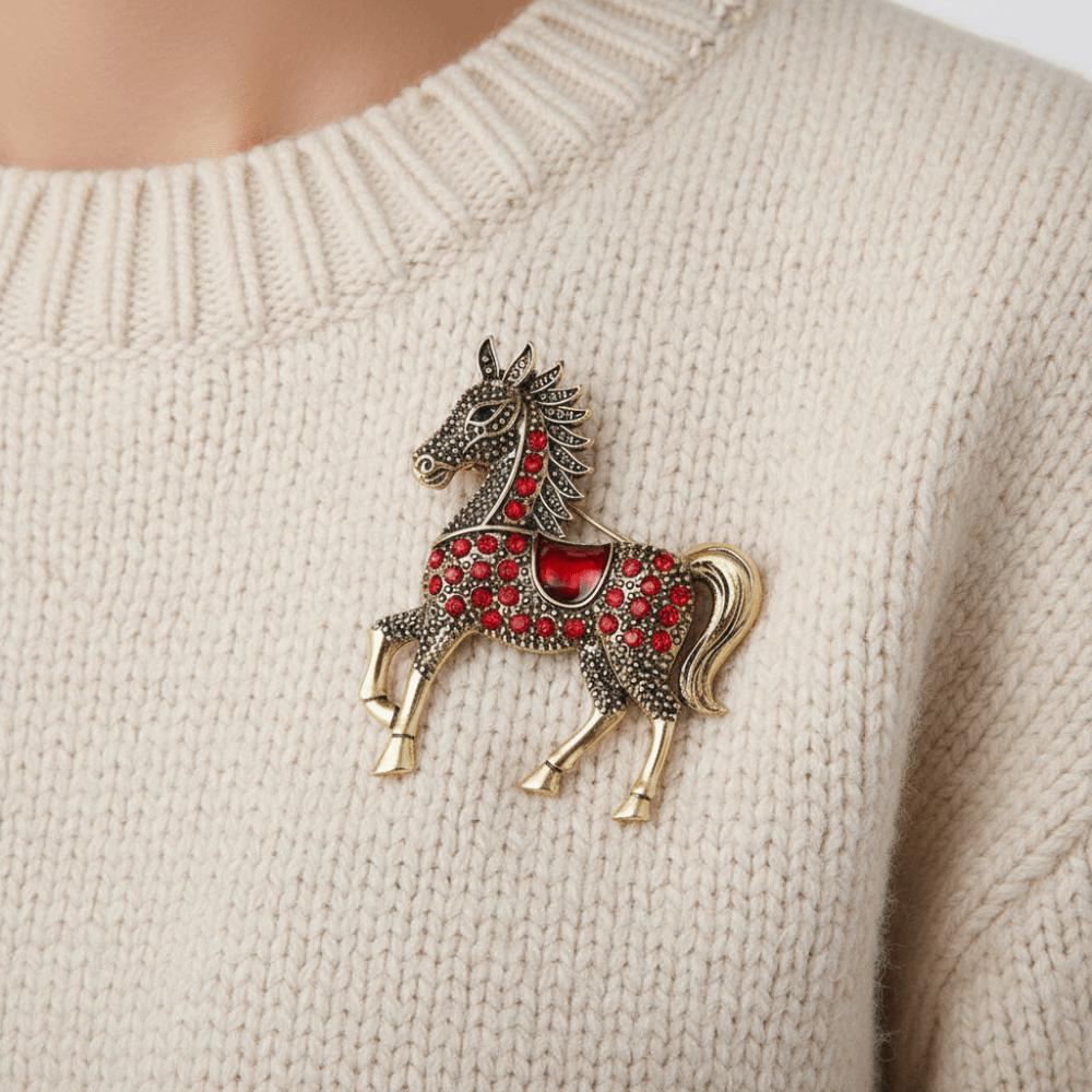 Vintage Zodiac Horse Lapel Pins Unisex Year of The Horse Brooch Rhinestone Horse Brooch New Year